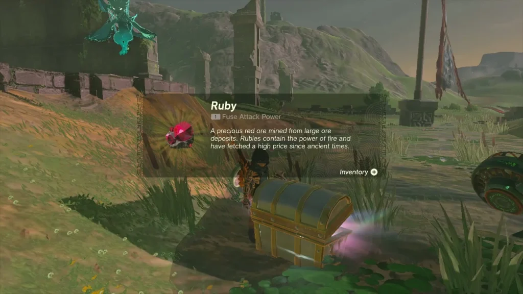 Ruby item box over a chest next to a ruined wall Ruby item box over a chest next to a ruined wall