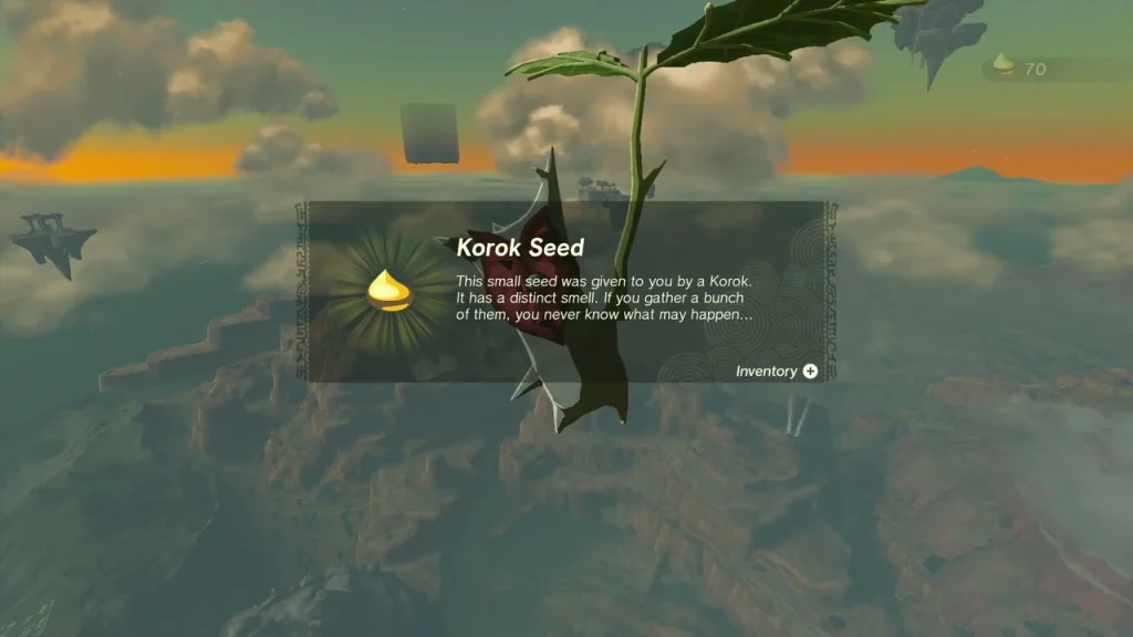 Korok Seed item box above clouds on the sky island wall Korok Seed item box above clouds on the sky island wall