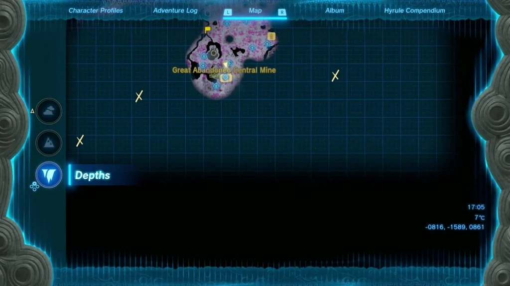 Depths map with new Old Map treasure marks Depths map with new Old Map treasure marks