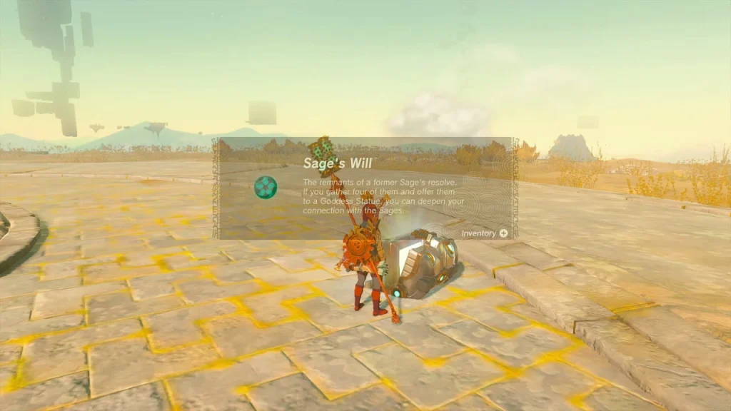 Sage's Will item box on a tiled sky island Sage's Will item box on a tiled sky island