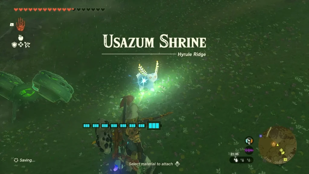 Usazum Shrine pedestal glowing with a beam that runs to the Satori Mountain crystal Usazum Shrine pedestal glowing with a beam that runs to the Satori Mountain crystal