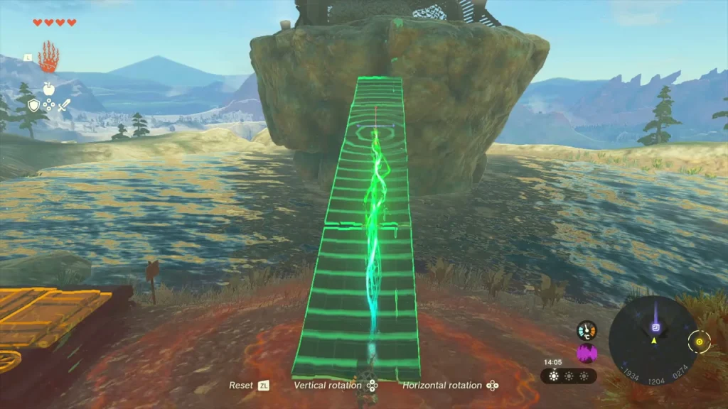Finished board ramp reaching the rock islet under the tower Finished board ramp reaching the rock islet under the tower