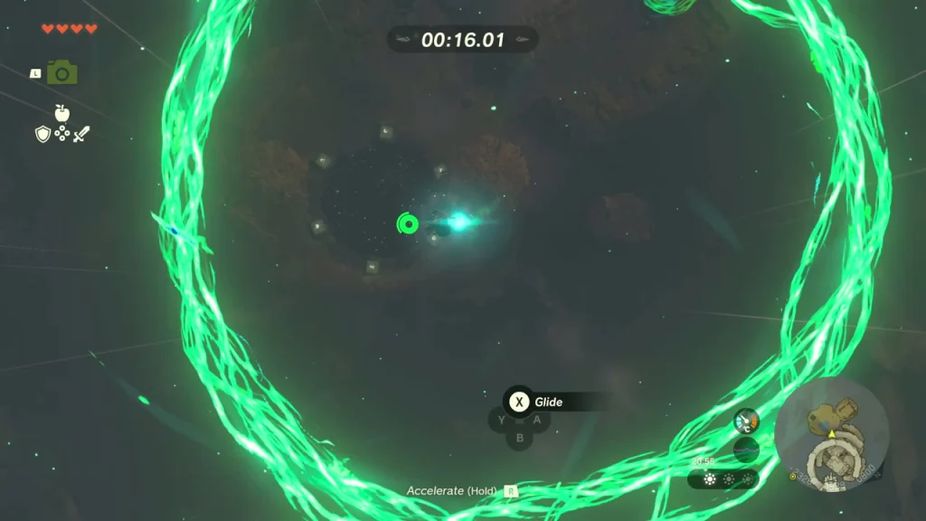 Large green ring at the end of the record dive with the timer running Large green ring at the end of the record dive with the timer running