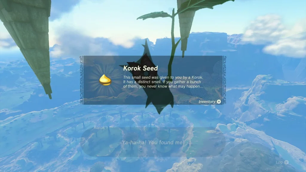 Korok Seed item box above the Korok hanging in mid-air Korok Seed item box above the Korok hanging in mid-air