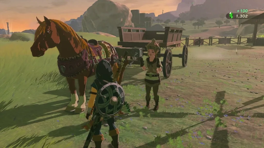Rupee counter rising by 100 for the Silver Rupee reward at the harnessed wagon Rupee counter rising by 100 for the Silver Rupee reward at the harnessed wagon
