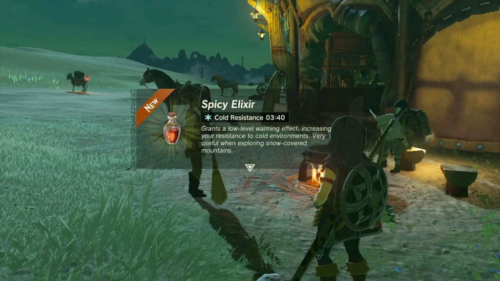 Spicy Elixir item box showing its cold resistance effect Spicy Elixir item box showing its cold resistance effect