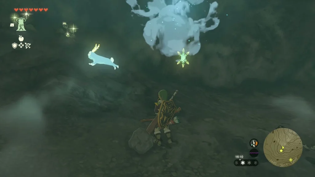 Bubbul Gem sparkling on the cave floor beneath the defeated Bubbulfrog Bubbul Gem sparkling on the cave floor beneath the defeated Bubbulfrog
