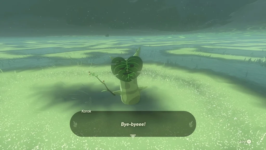Korok standing in a small green meadow patch surrounded by snow Korok standing in a small green meadow patch surrounded by snow