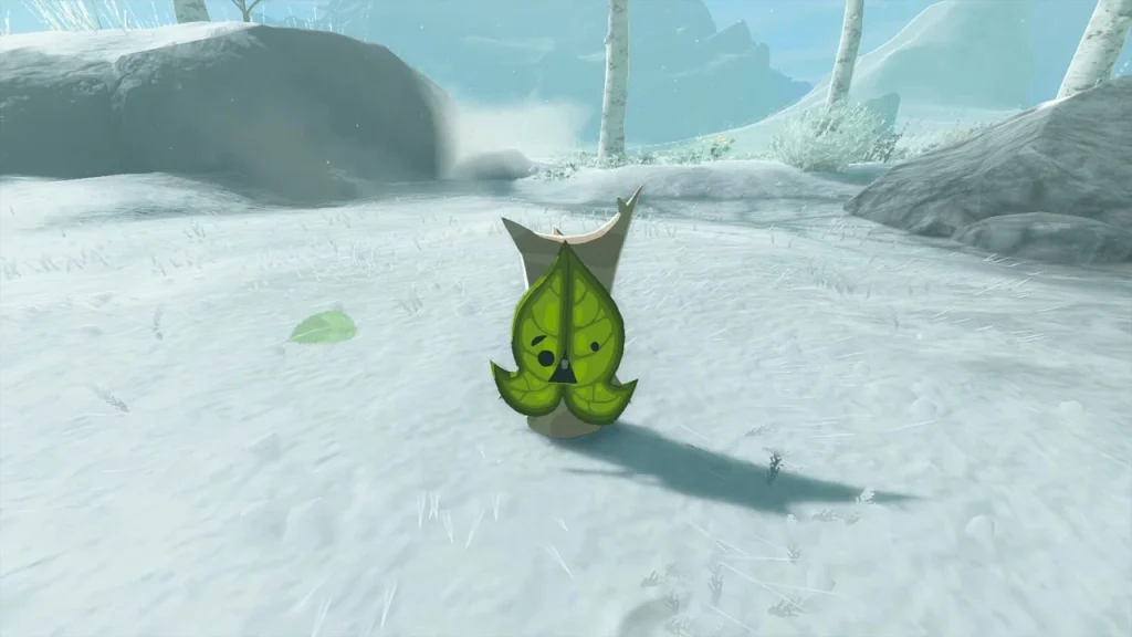 Korok sprout on an open stretch of snowfield Korok sprout on an open stretch of snowfield
