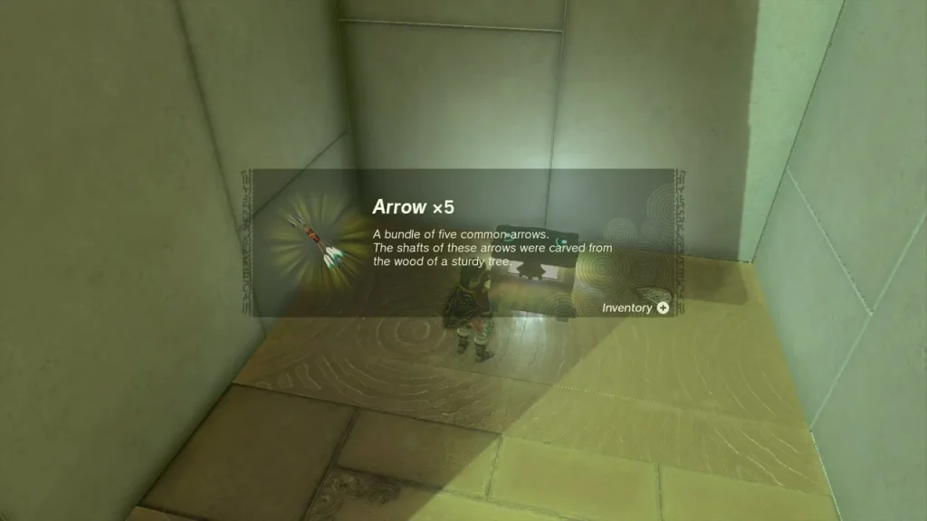 Arrow x5 item box over the open chest inside Orochium Shrine Arrow x5 item box over the open chest inside Orochium Shrine