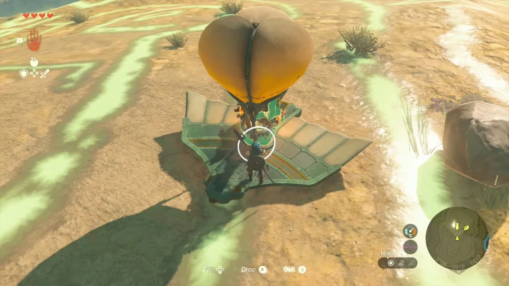 Hot-air balloon glider seen from above over the pale geoglyph lines Hot-air balloon glider seen from above over the pale geoglyph lines