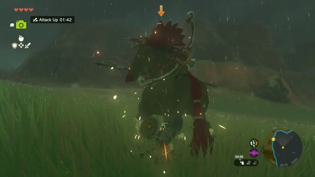 Red-Maned Lynel in the rain on the grass near Lake Illumeni Red-Maned Lynel in the rain on the grass near Lake Illumeni