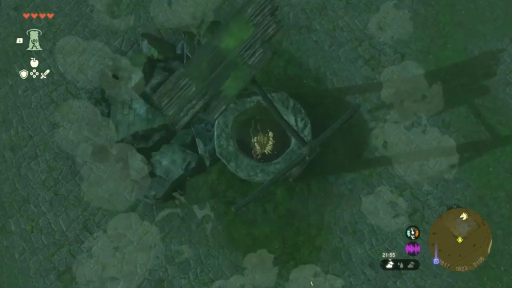 Round stone well of Maritta Exchange Ruins seen from above with a collapsed wooden frame over it Round stone well of Maritta Exchange Ruins seen from above with a collapsed wooden frame over it