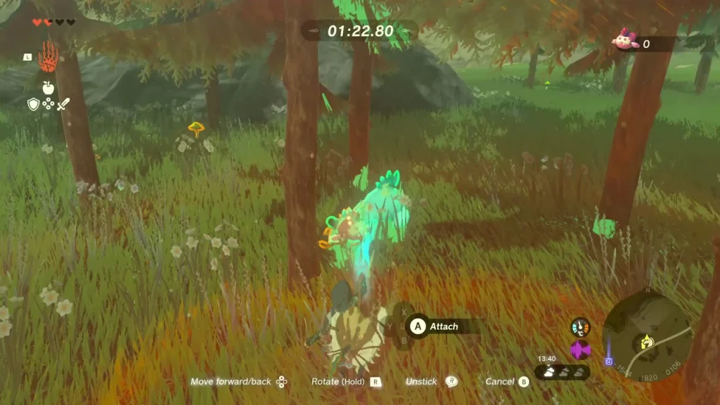 Plush toy held in the air with Ultrahand and its attach outline over the grass Plush toy held in the air with Ultrahand and its attach outline over the grass