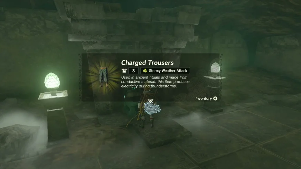 Charged Trousers held up from a chest between two lamps Charged Trousers held up from a chest between two lamps