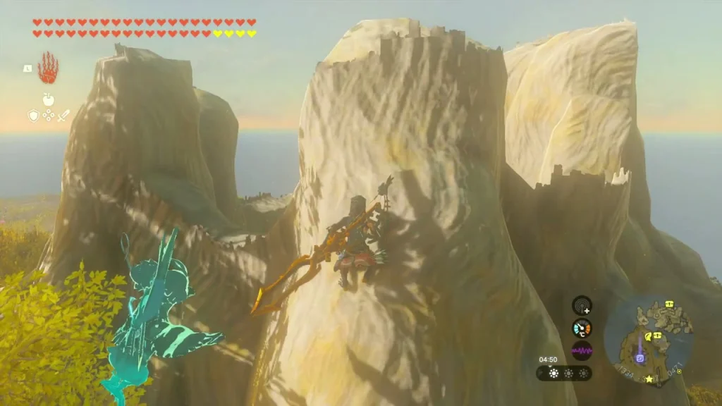 Pale cliff wall on Dragonhead Island with a Korok flower near the top Pale cliff wall on Dragonhead Island with a Korok flower near the top