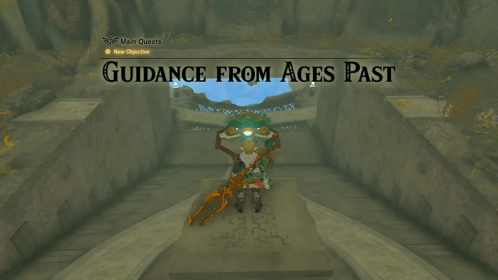 Narrow stone corridor beneath the relic where the green beam points downward Narrow stone corridor beneath the relic where the green beam points downward