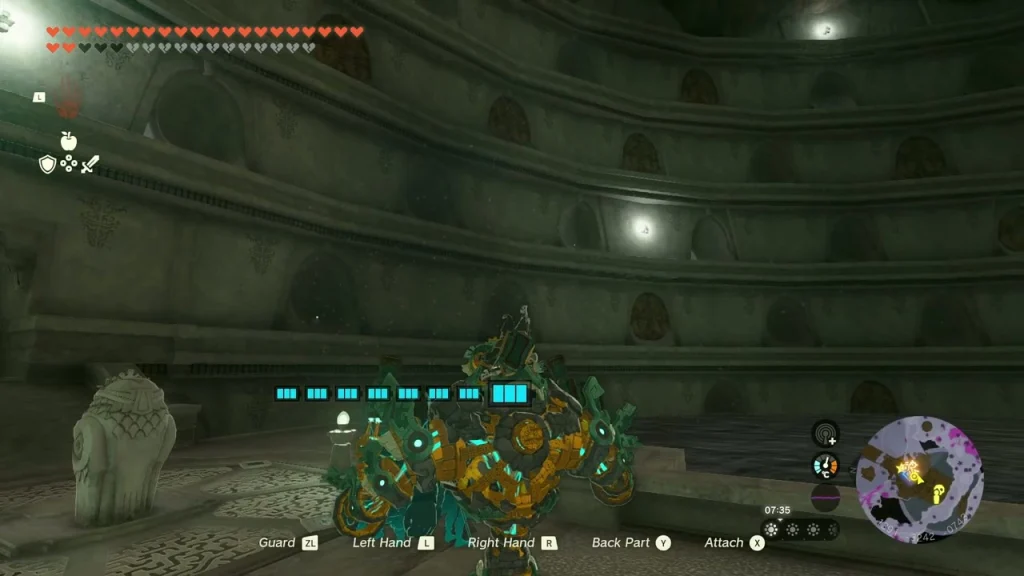 Mineru's Construct in the tiered circular arena of the Spirit Temple Mineru's Construct in the tiered circular arena of the Spirit Temple
