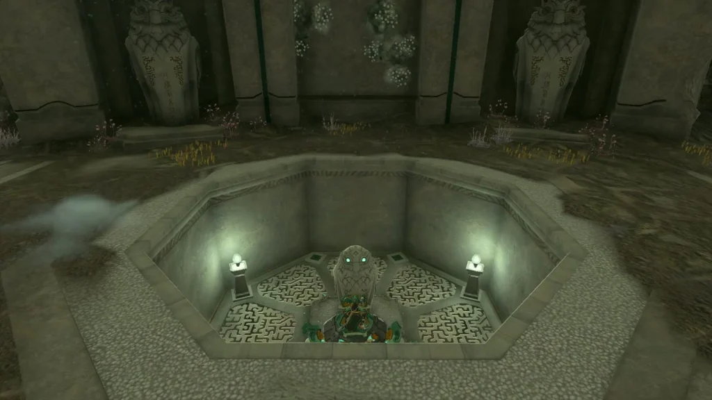 Octagonal stone chamber with two lit lamps at the heart of the Spirit Temple Octagonal stone chamber with two lit lamps at the heart of the Spirit Temple