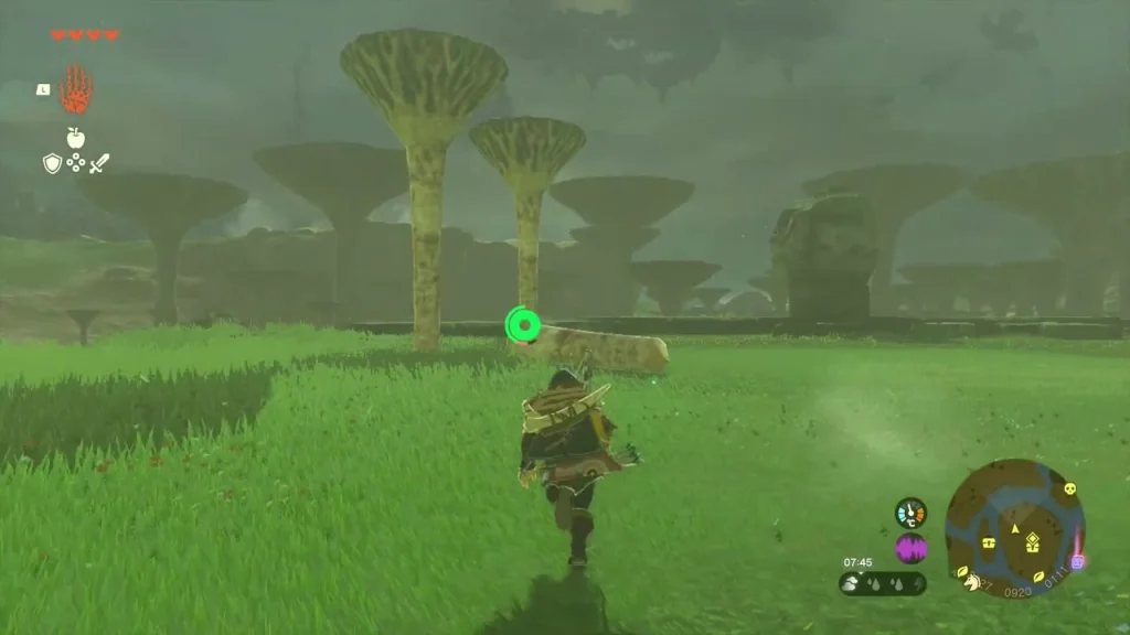 Mushroom tree trunk being struck at its base