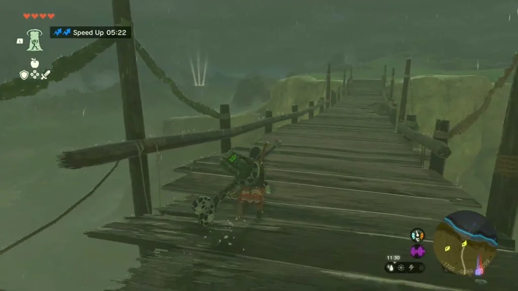 Planks of the long wooden rope bridge, Jeddo Bridge
