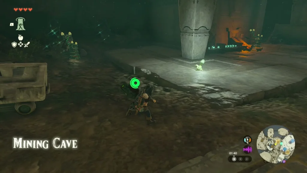 Entrance chamber of the Mining Cave with a glowing Zonai pedestal