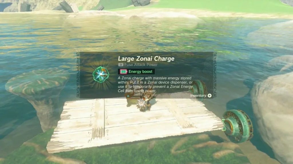 Raft chest on the lake giving a Large Zonai Charge