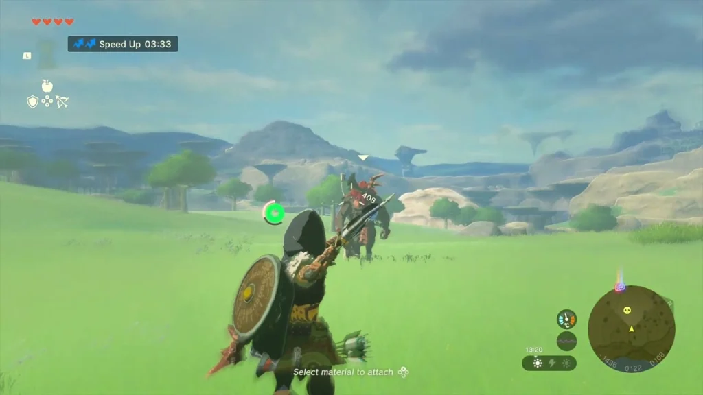 Red-Maned Lynel with a shield on the open green plains