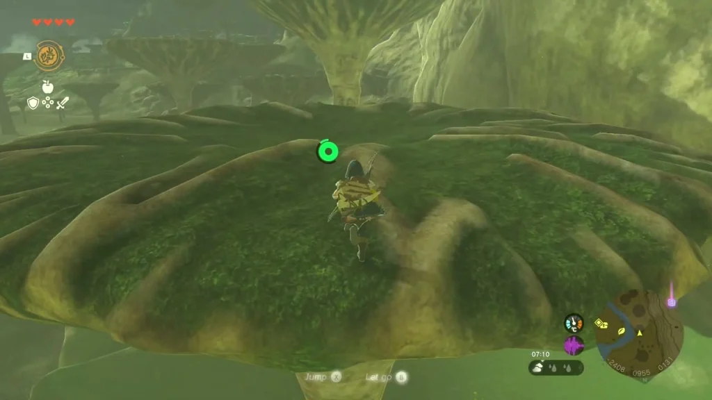 Ring of ruined pillars on the green plateau from the air
