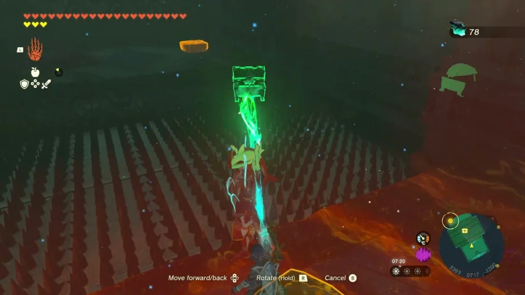 Spike-covered floor crossed with joined floating blocks Spike-covered floor crossed with joined floating blocks