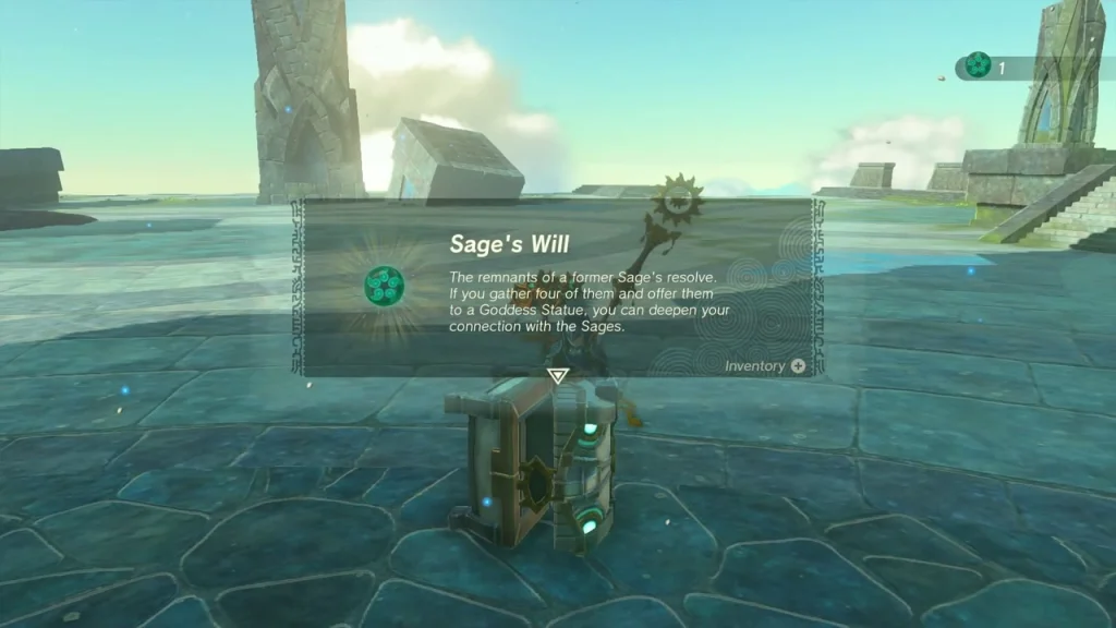 Sage's Will item box from the chest guarded by Flux Construct II Sage's Will item box from the chest guarded by Flux Construct II