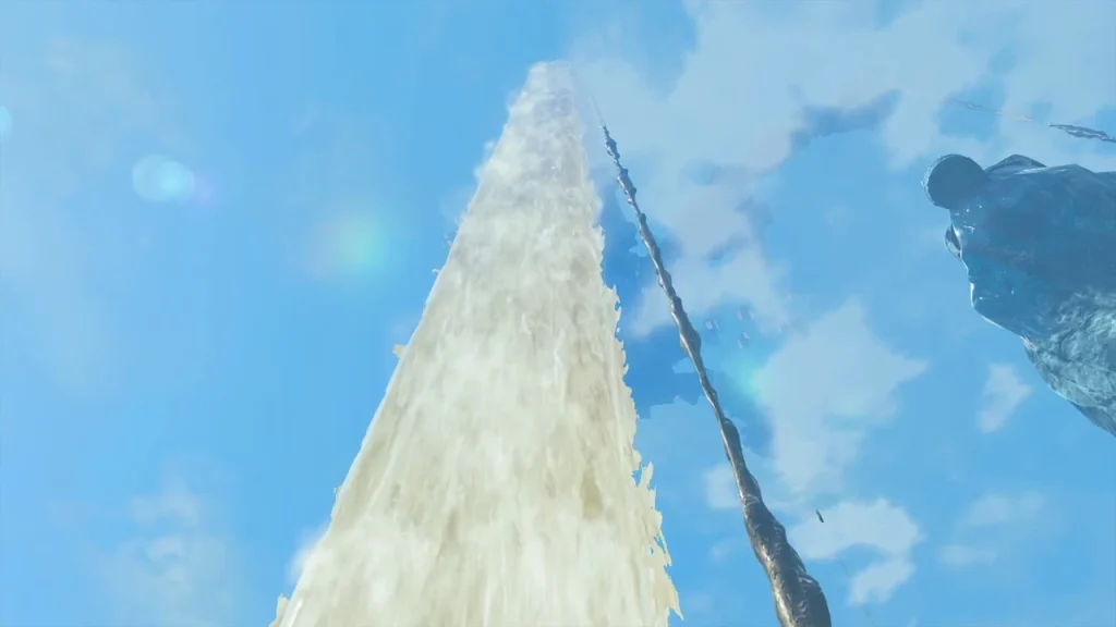 Column of water rising towards the floating Wellspring Island Column of water rising towards the floating Wellspring Island