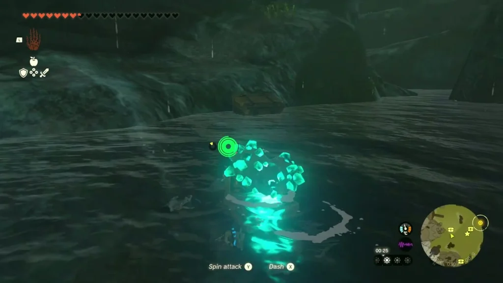 Wooden chest on a rock shelf in the flooded Ancient Zora Waterworks Wooden chest on a rock shelf in the flooded Ancient Zora Waterworks
