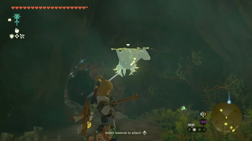Bubbulfrog glowing above the cave ledge as a material is selected Bubbulfrog glowing above the cave ledge as a material is selected