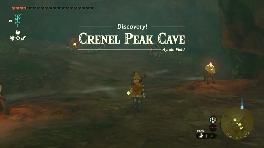 Crenel Peak Cave name over a torch-lit cavern Crenel Peak Cave name over a torch-lit cavern