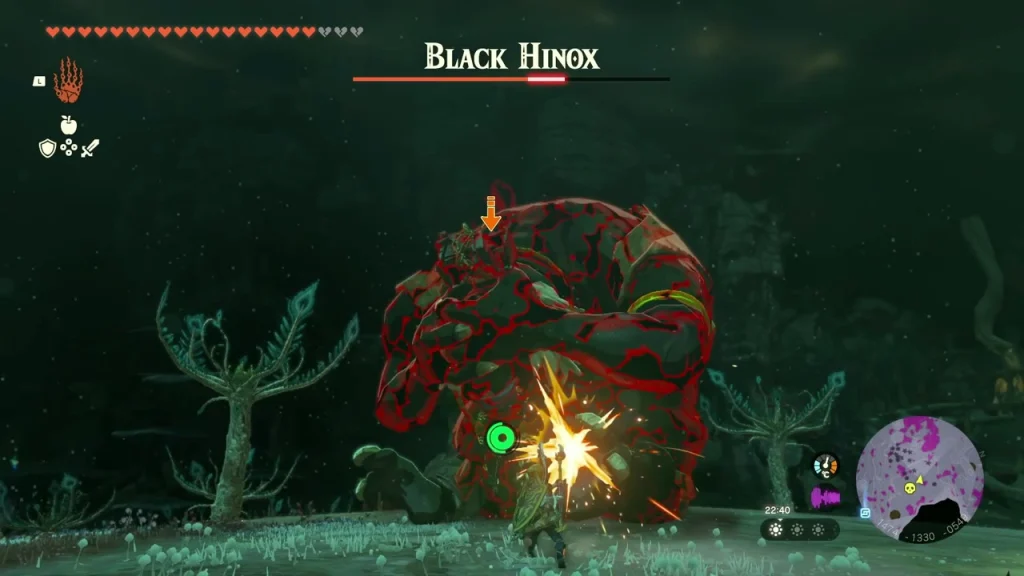 Black Hinox standing among bare Depths trees Black Hinox standing among bare Depths trees