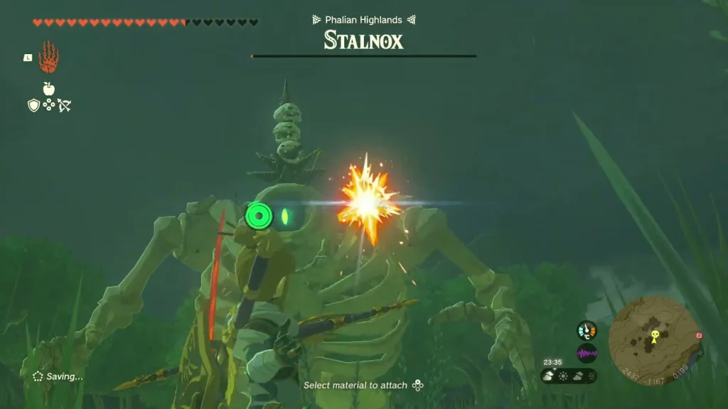 Stalnox skeleton towering over the plains with its eye glowing Stalnox skeleton towering over the plains with its eye glowing