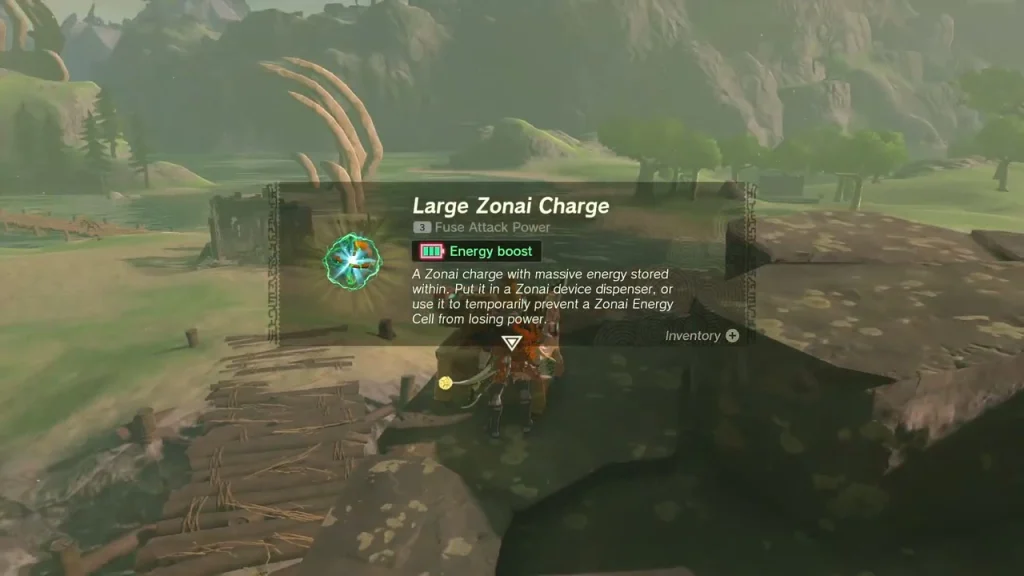 Large Zonai Charge item box on a rocky ledge above the marsh Large Zonai Charge item box on a rocky ledge above the marsh