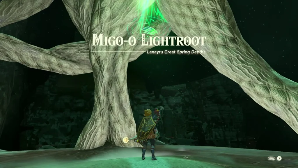 Migo-o Lightroot title above its tree roots in the Depths Migo-o Lightroot title above its tree roots in the Depths