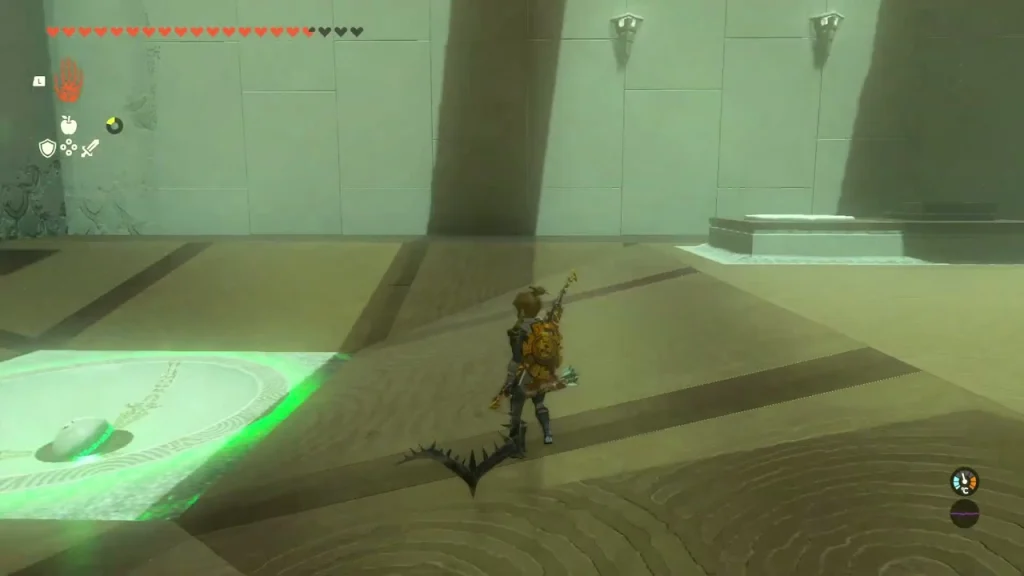 Pedestal with a small ball beside a glowing green pad Pedestal with a small ball beside a glowing green pad
