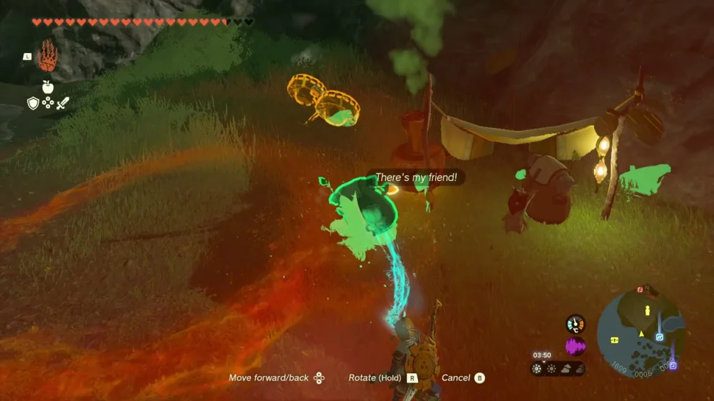Korok friend waiting under a small tent beside the water Korok friend waiting under a small tent beside the water