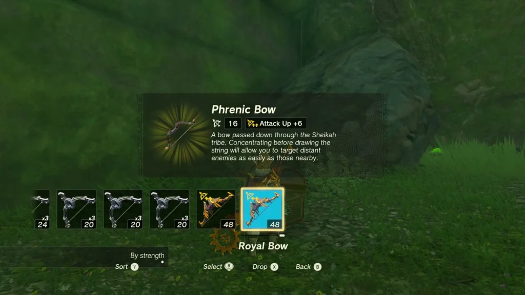 Phrenic Bow item box over a grass-covered chest Phrenic Bow item box over a grass-covered chest