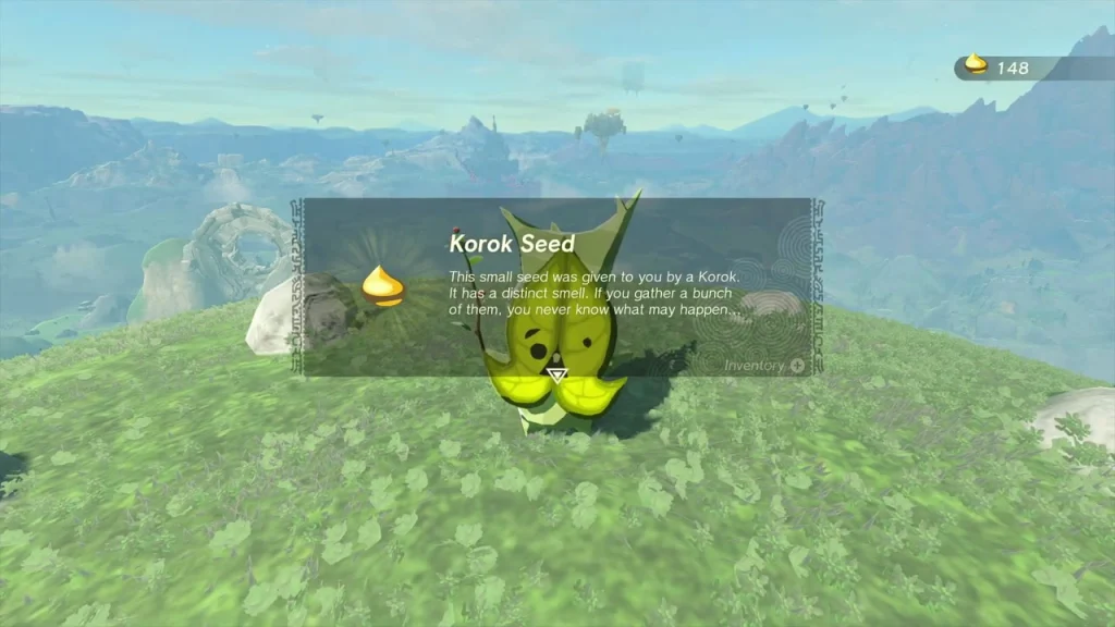 Korok Seed item box beside the Korok on the grass hilltop Korok Seed item box beside the Korok on the grass hilltop