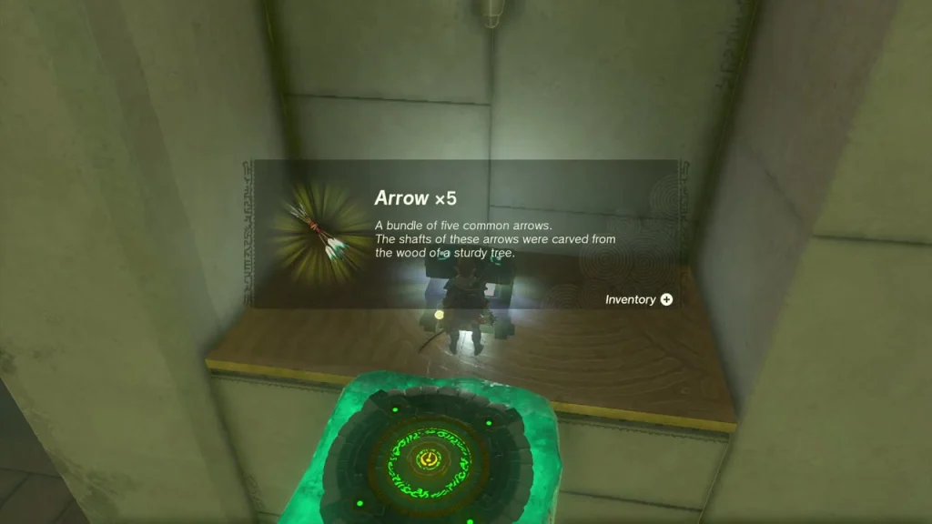 Arrow x5 item box over the chest in Ihen-a Shrine Arrow x5 item box over the chest in Ihen-a Shrine
