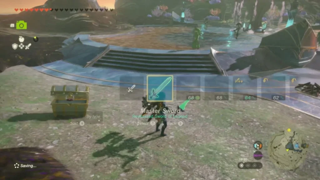 Chest beside the stone steps of Mipha's Court after the boss fight Chest beside the stone steps of Mipha's Court after the boss fight