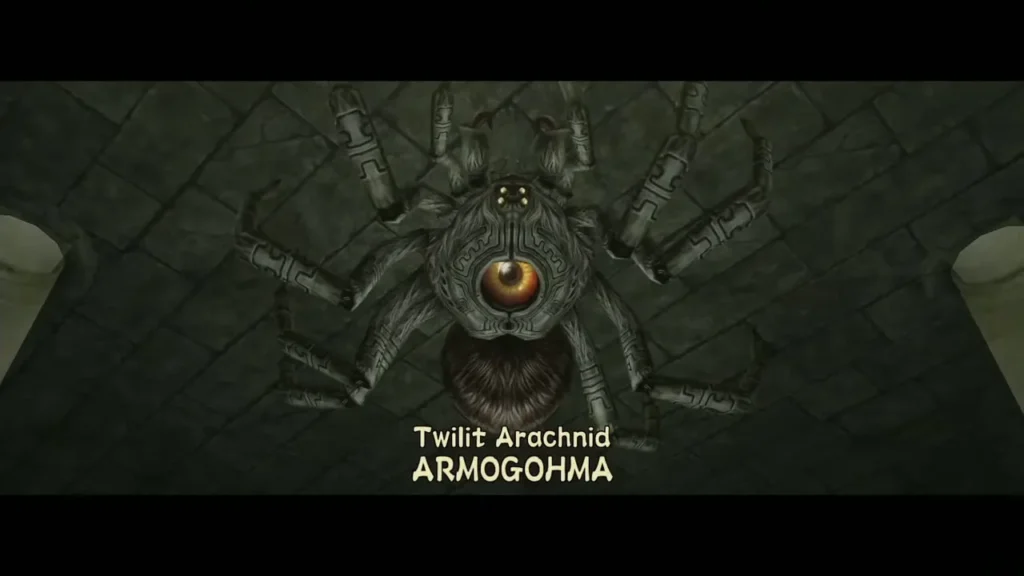 Armogohma title card over the spider in the Temple of Time arena Armogohma title card over the spider in the Temple of Time arena