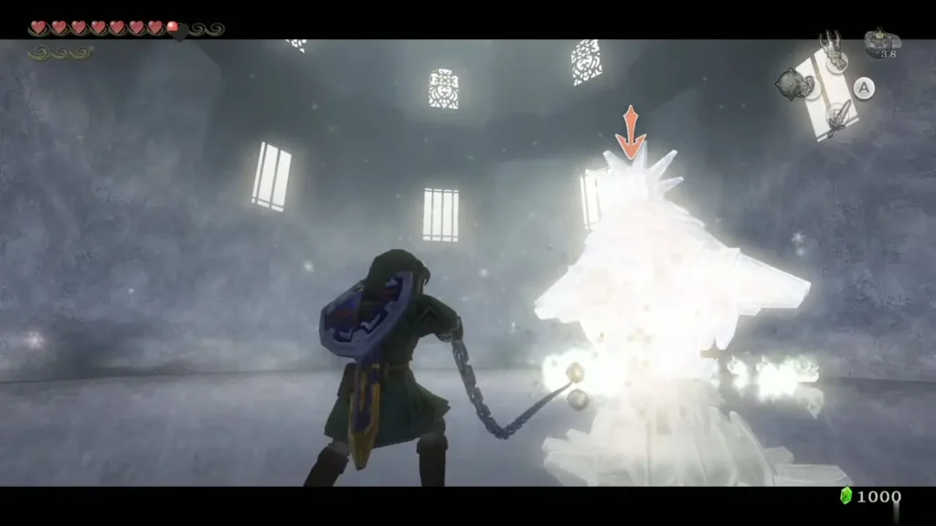 Link with the Ball and Chain facing Blizzeta spiked ice in the frozen room Link with the Ball and Chain facing Blizzeta spiked ice in the frozen room