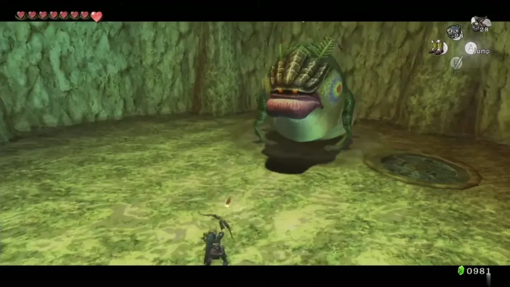 The Deku Toad with its mouth open and a red target marker on it The Deku Toad with its mouth open and a red target marker on it