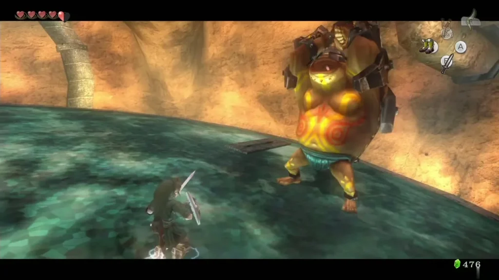 Dangoro turned toward Link with his glowing belly exposed Dangoro turned toward Link with his glowing belly exposed