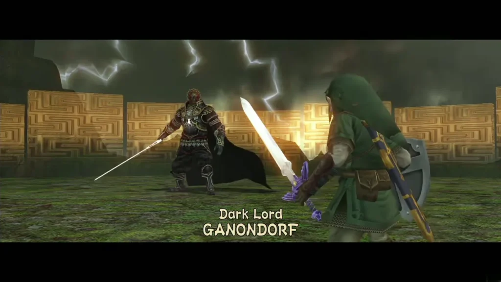 The Dark Lord Ganondorf name card over his duel with Link The Dark Lord Ganondorf name card over his duel with Link
